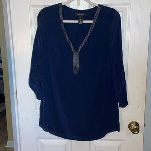 White House Black Market long sleeve 100% silk blouse size 12